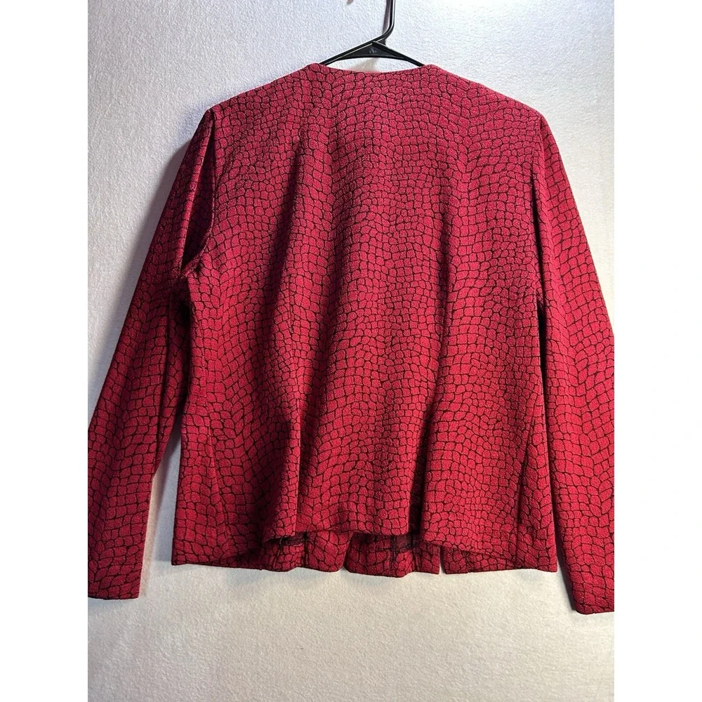 Leslie Fay Vintage Women's Petite Red/Black Animal Print Button Jacket 14P